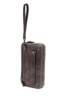 Men's Grey Leather Mini Handbag | Derimod