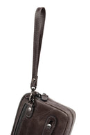 Men's Grey Leather Mini Handbag | Derimod