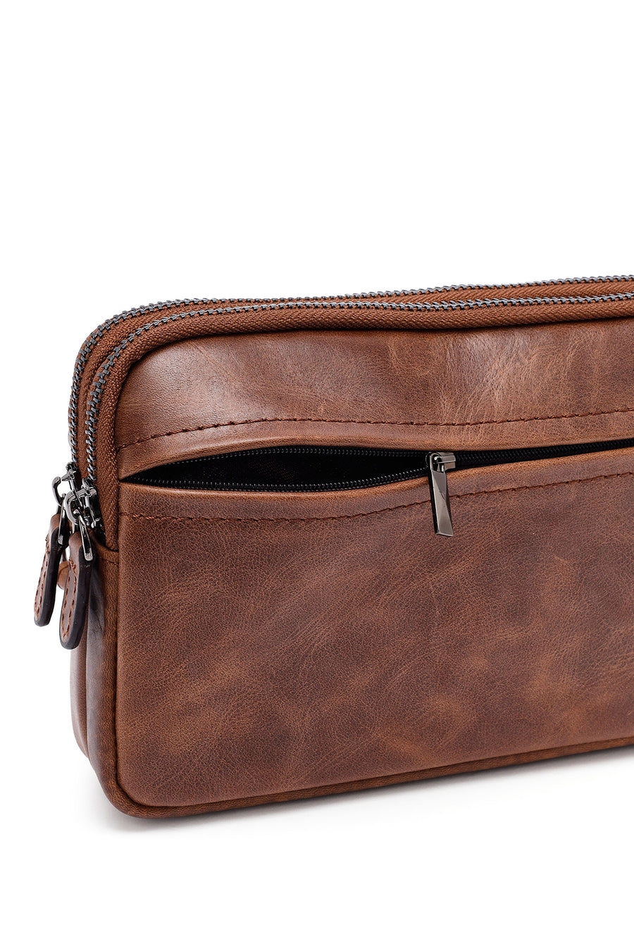 
Men's Brown Leather Mini Handbag
