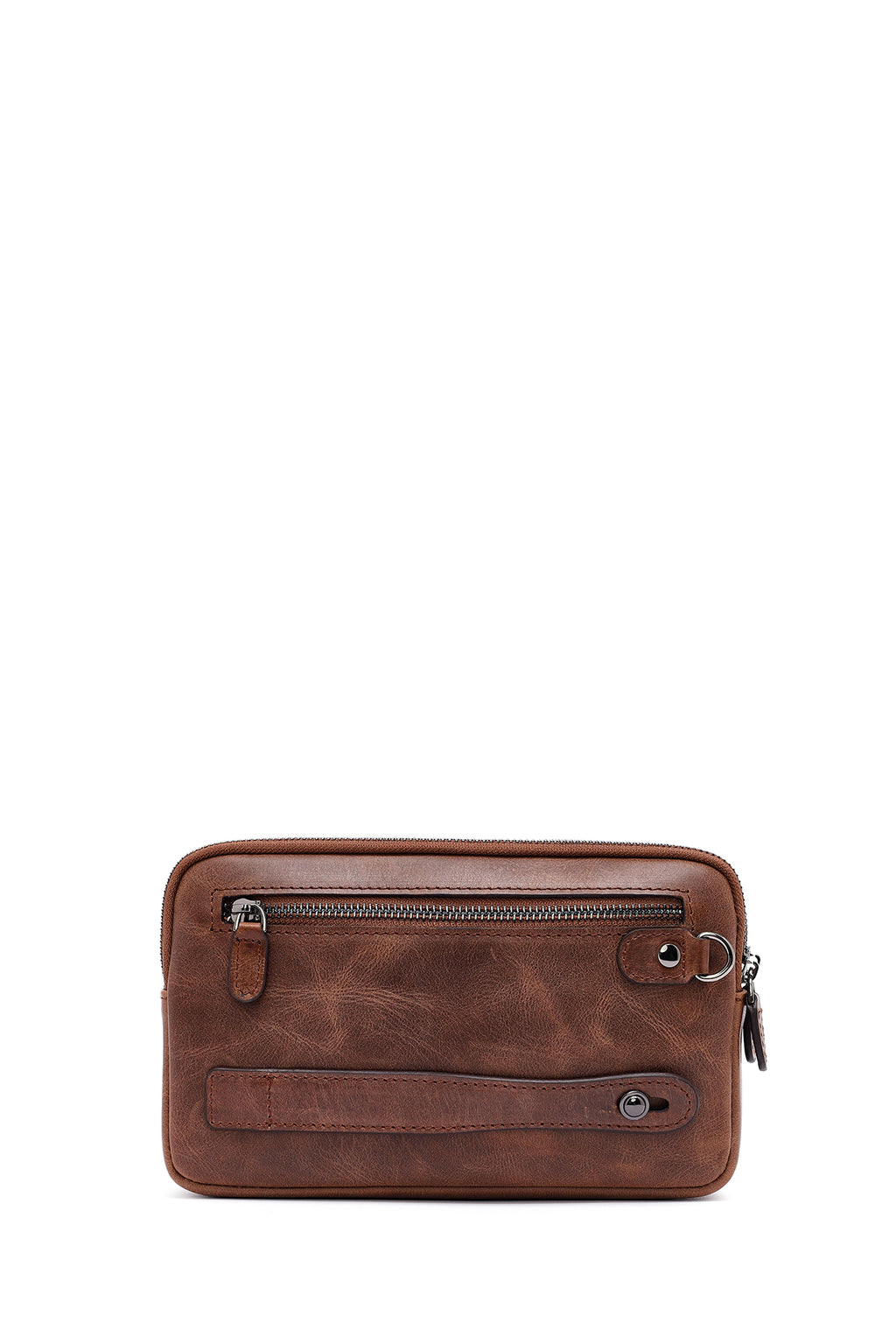 Erkek Kahverengi Deri Mini El Çantası