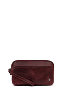 Men's Burgundy Leather Mini Handbag | Derimod