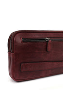Men's Burgundy Leather Mini Handbag | Derimod