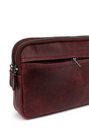 Men's Burgundy Leather Mini Handbag | Derimod