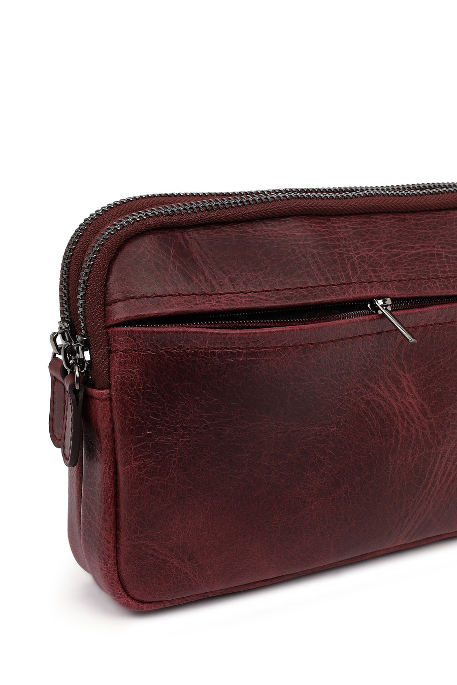Men's Burgundy Leather Mini Handbag
