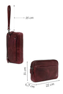 Men's Burgundy Leather Mini Handbag | Derimod