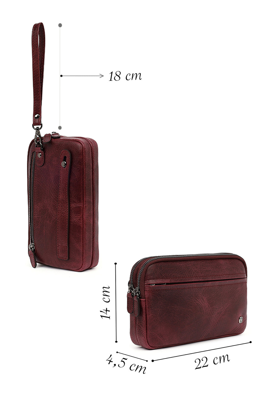 Men's Burgundy Leather Mini Handbag