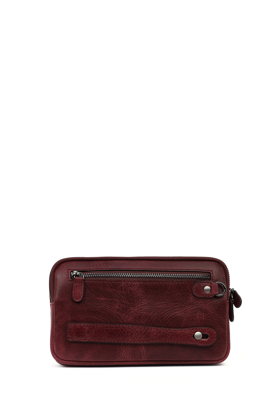 Men's Burgundy Leather Mini Handbag