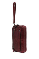 Men's Burgundy Leather Mini Handbag | Derimod