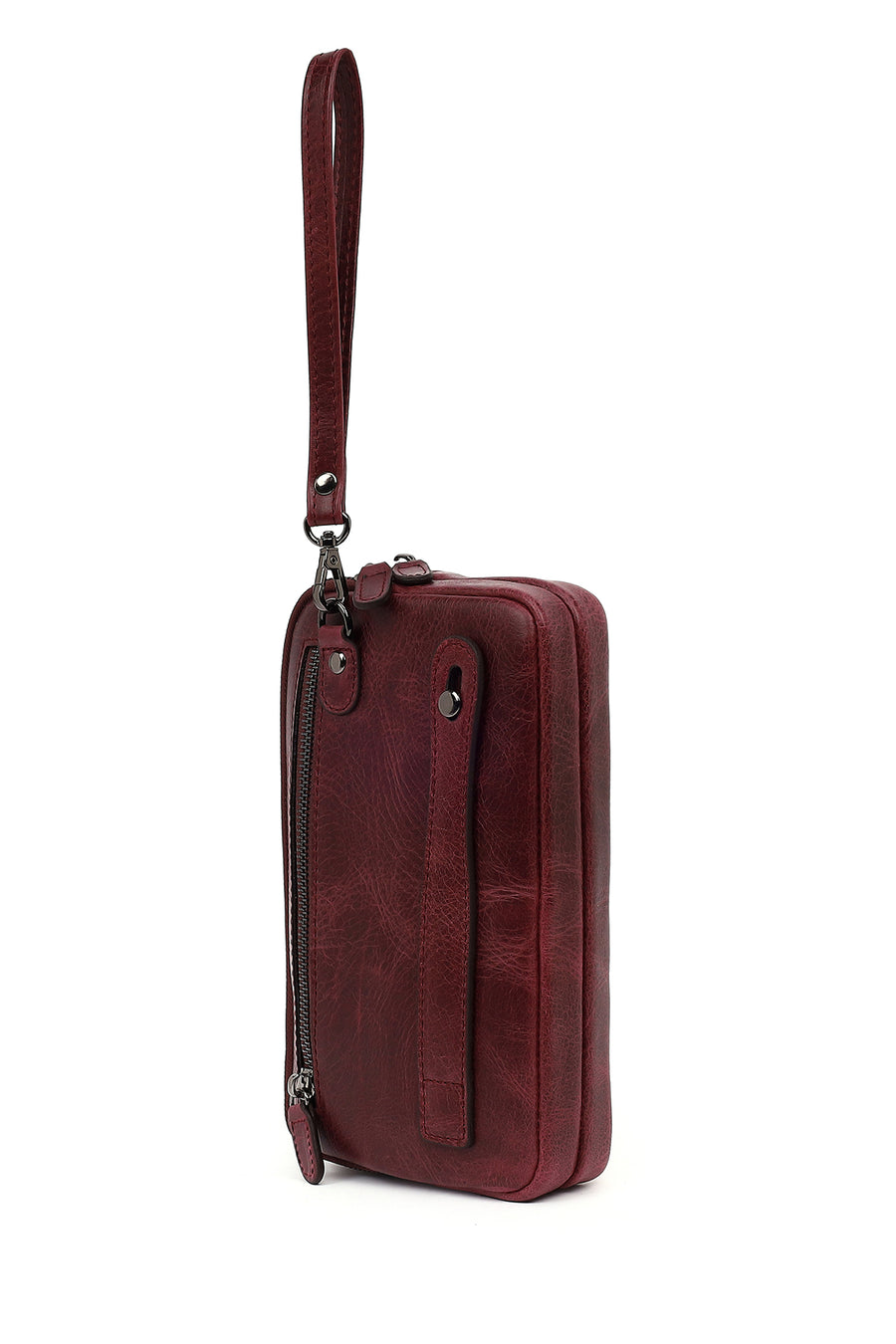 Men's Burgundy Leather Mini Handbag