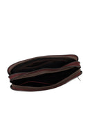 Men's Burgundy Leather Mini Handbag | Derimod