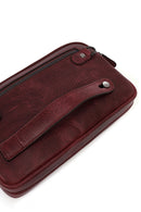 Men's Burgundy Leather Mini Handbag | Derimod