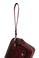 Men's Burgundy Leather Mini Handbag | Derimod