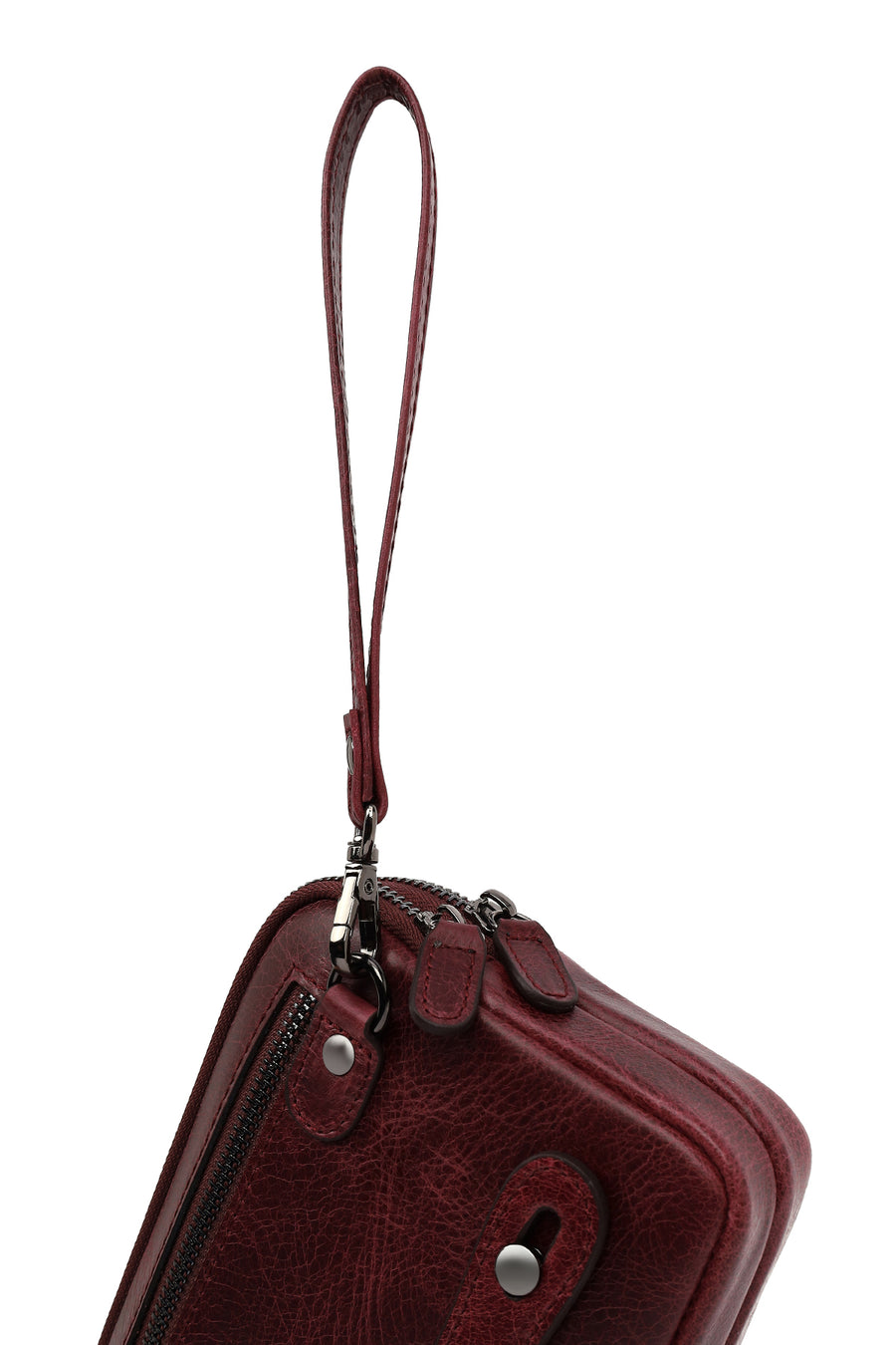 Men's Burgundy Leather Mini Handbag