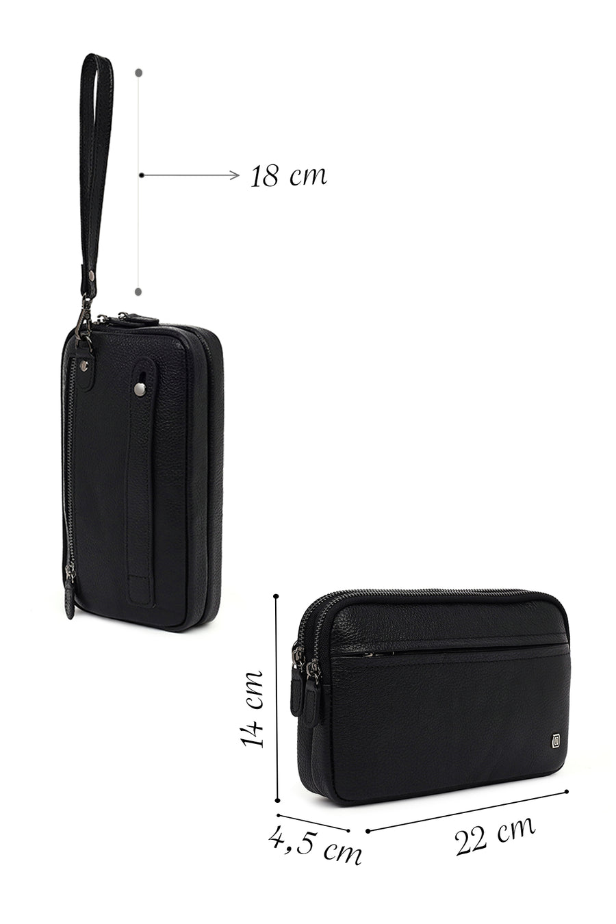 Men's Black Leather Handbag