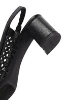 Derimod Gritti Women's Black Open Back Short Thick Heeled Leather Shoes | Derimod