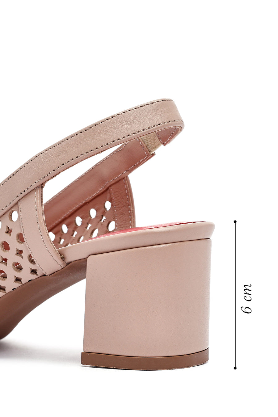 Derimod Gritti Women's Beige Open Back Short Thick Heeled Leather Shoes