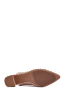 Derimod Gritti Women's Beige Open Back Short Thick Heeled Leather Shoes | Derimod