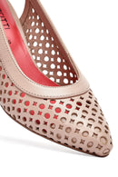 Derimod Gritti Women's Beige Open Back Short Thick Heeled Leather Shoes | Derimod