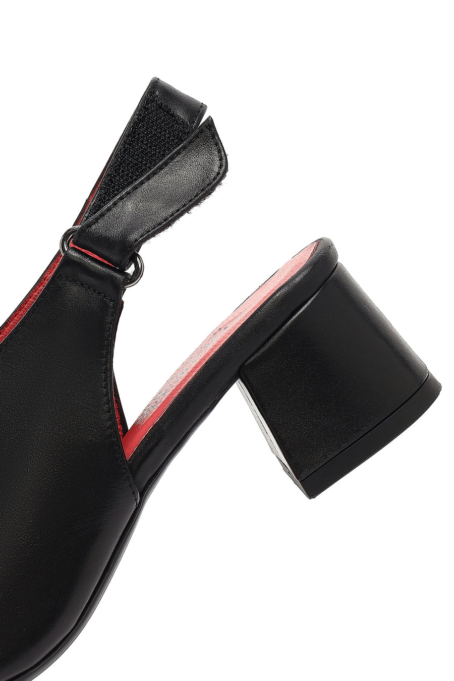 Women's Black Ankle Strap Low Heeled Leather Sandals