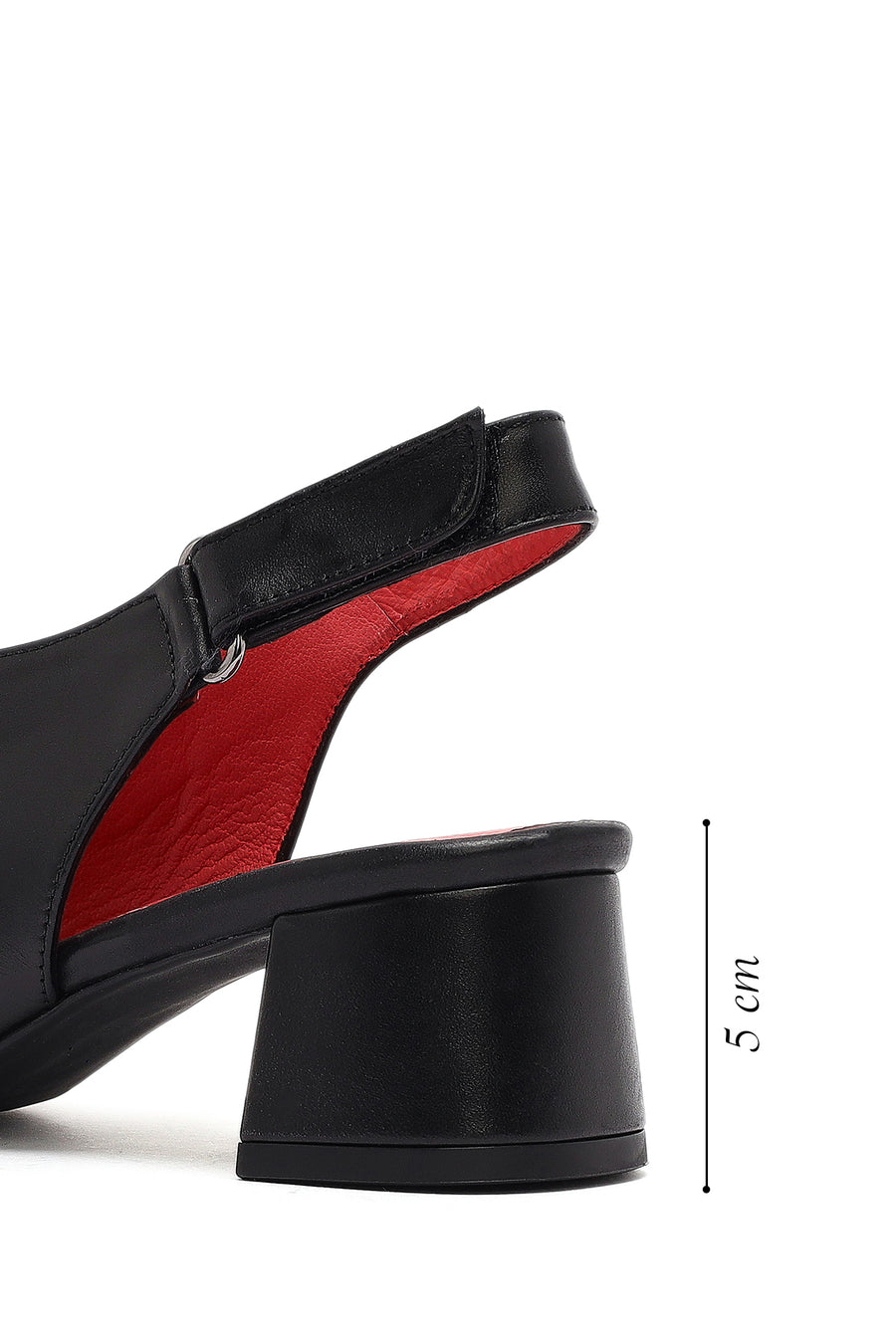 Women's Black Ankle Strap Low Heeled Leather Sandals
