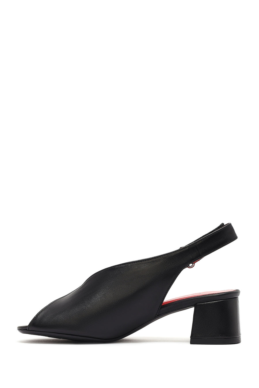 Women's Black Ankle Strap Low Heeled Leather Sandals