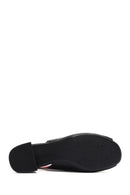 Women's Black Ankle Strap Low Heeled Leather Sandals | Derimod