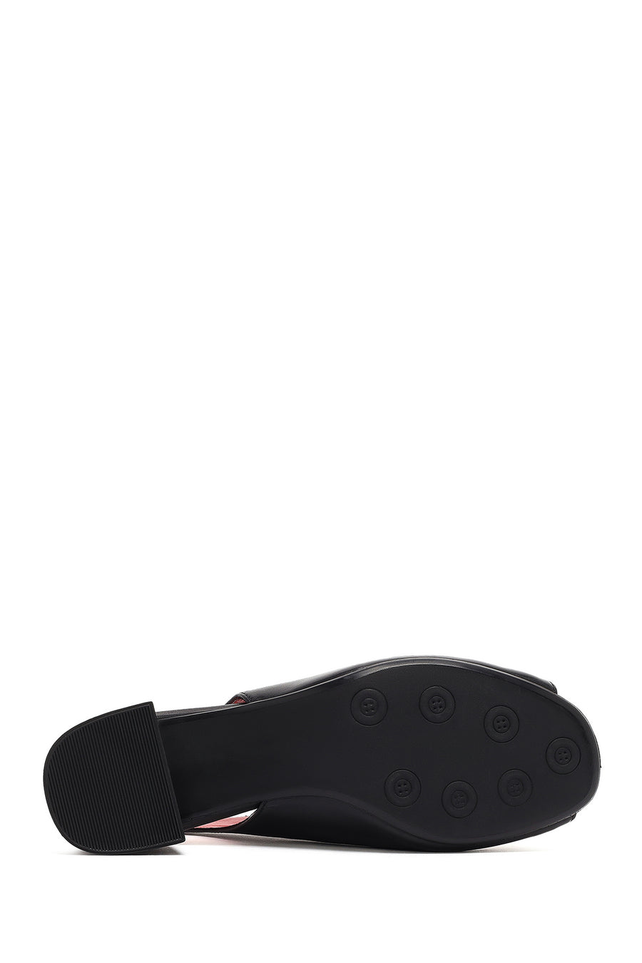 Women's Black Ankle Strap Low Heeled Leather Sandals