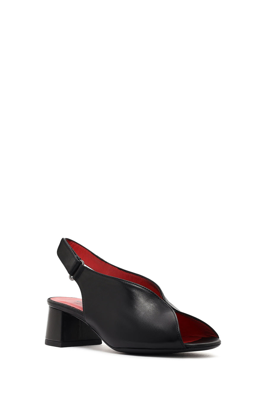 Women's Black Ankle Strap Low Heeled Leather Sandals