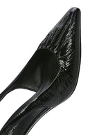 Women's Black Open Back Thin Heeled Leather Shoes | Derimod