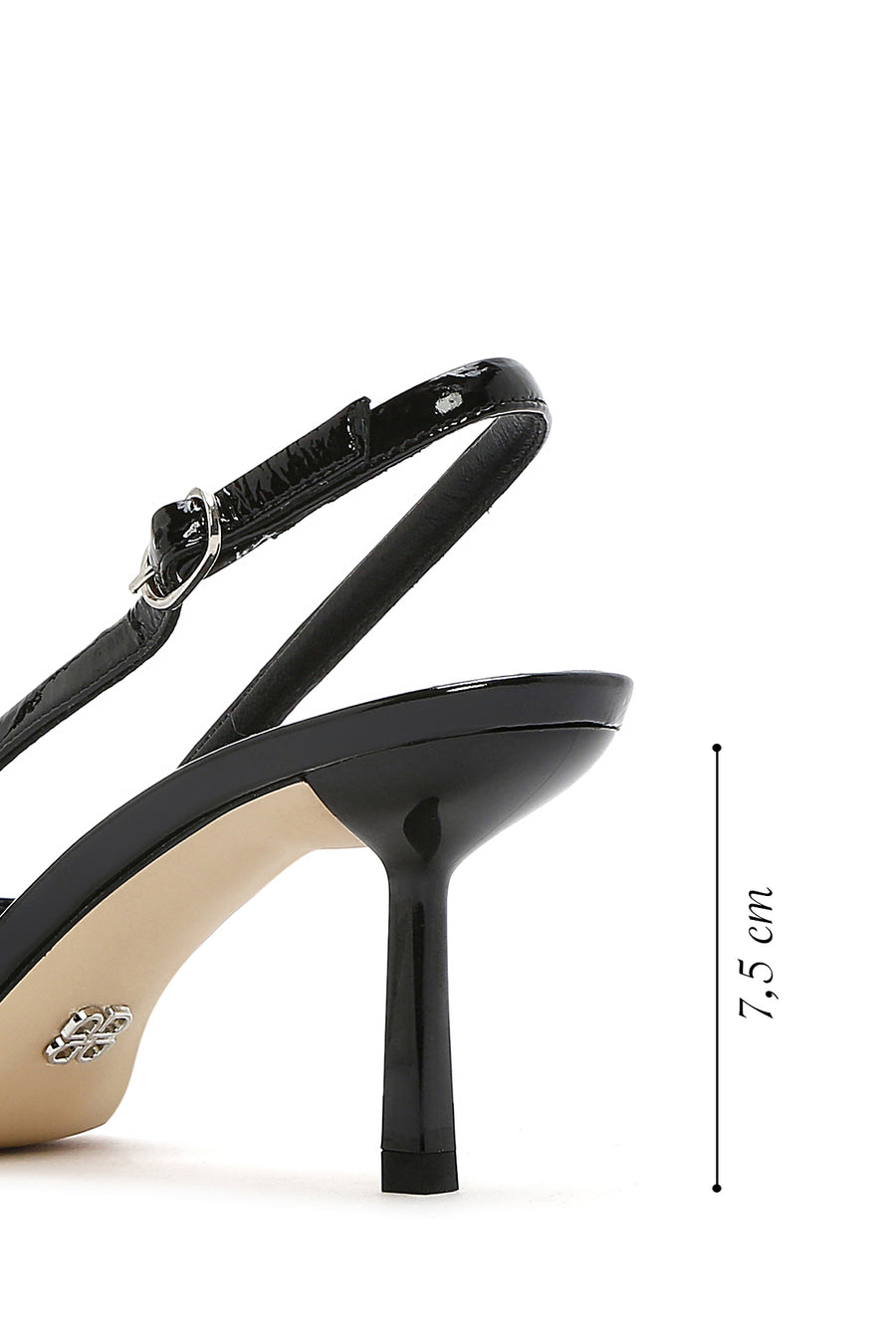 Women's Black Open Back Thin Heeled Leather Shoes