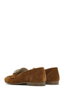 Women's Tan Suede Leather Masculine Loafer | Derimod
