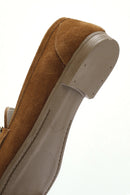Women's Tan Suede Leather Masculine Loafer | Derimod