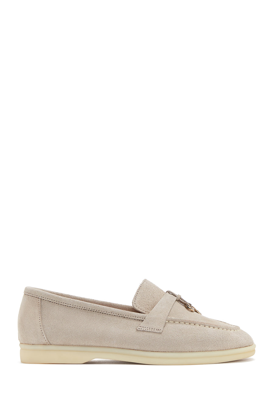 Women's Beige Accessorized Suede Leather Loafer 25SFD133110 | Derimod