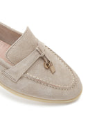 Women's Beige Accessorized Suede Leather Loafer | Derimod