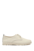 Women's Beige Lace-Up Leather Comfort Shoes | Derimod