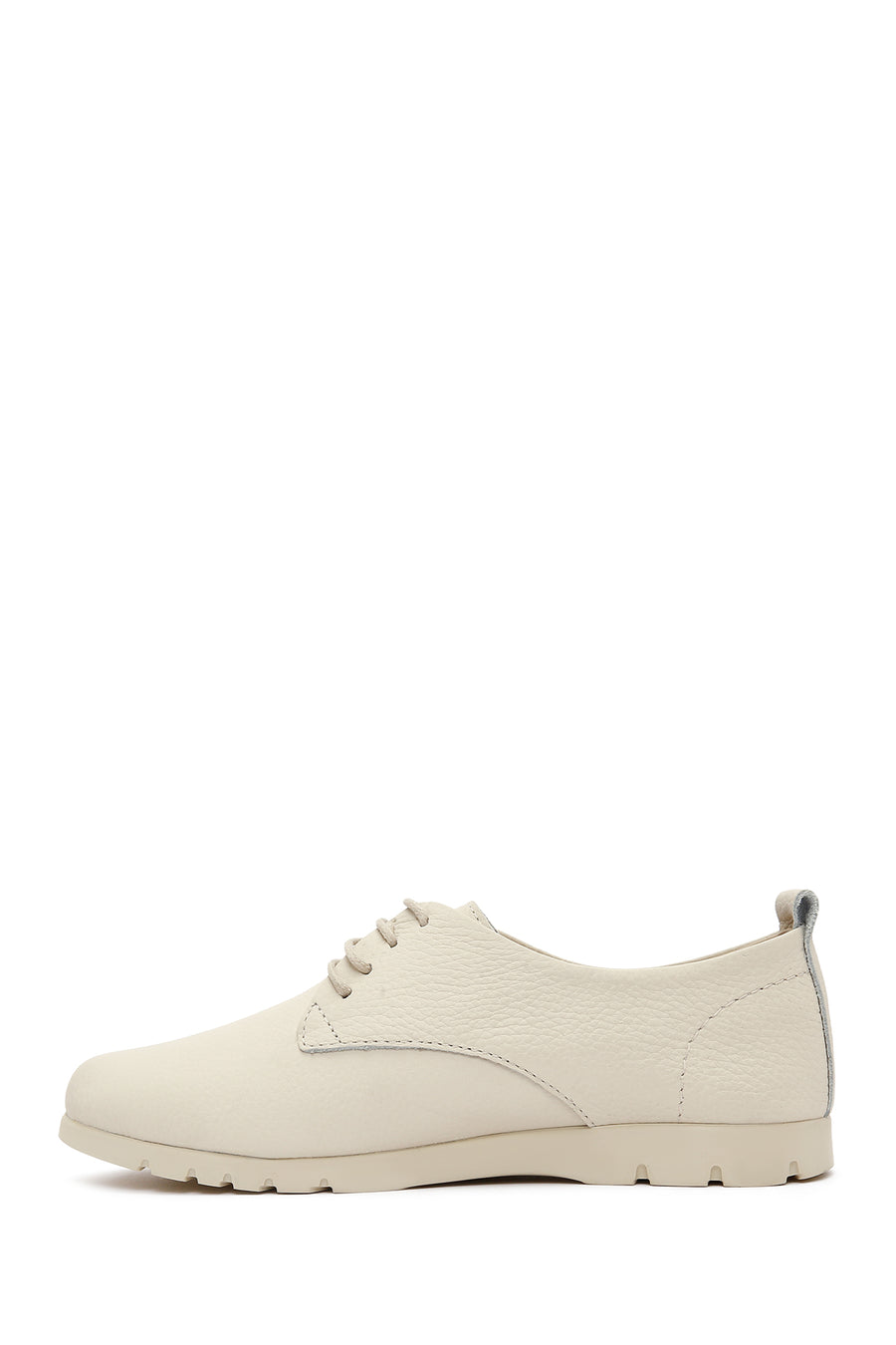 Women's Beige Lace-Up Leather Comfort Shoes