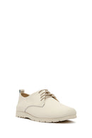 Women's Beige Lace-Up Leather Comfort Shoes | Derimod