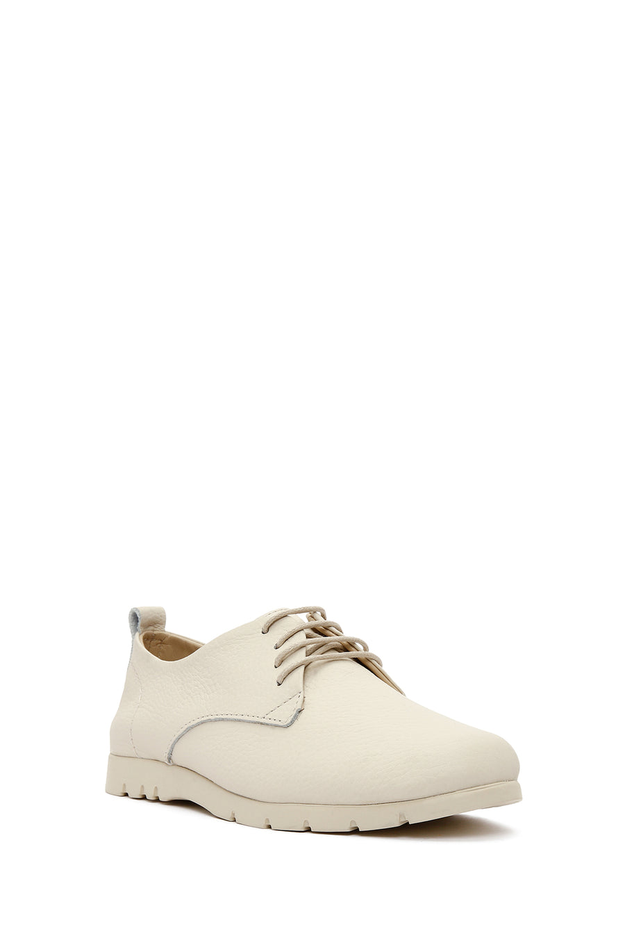 Women's Beige Lace-Up Leather Comfort Shoes