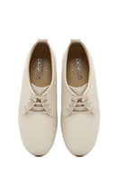 Women's Beige Lace-Up Leather Comfort Shoes | Derimod