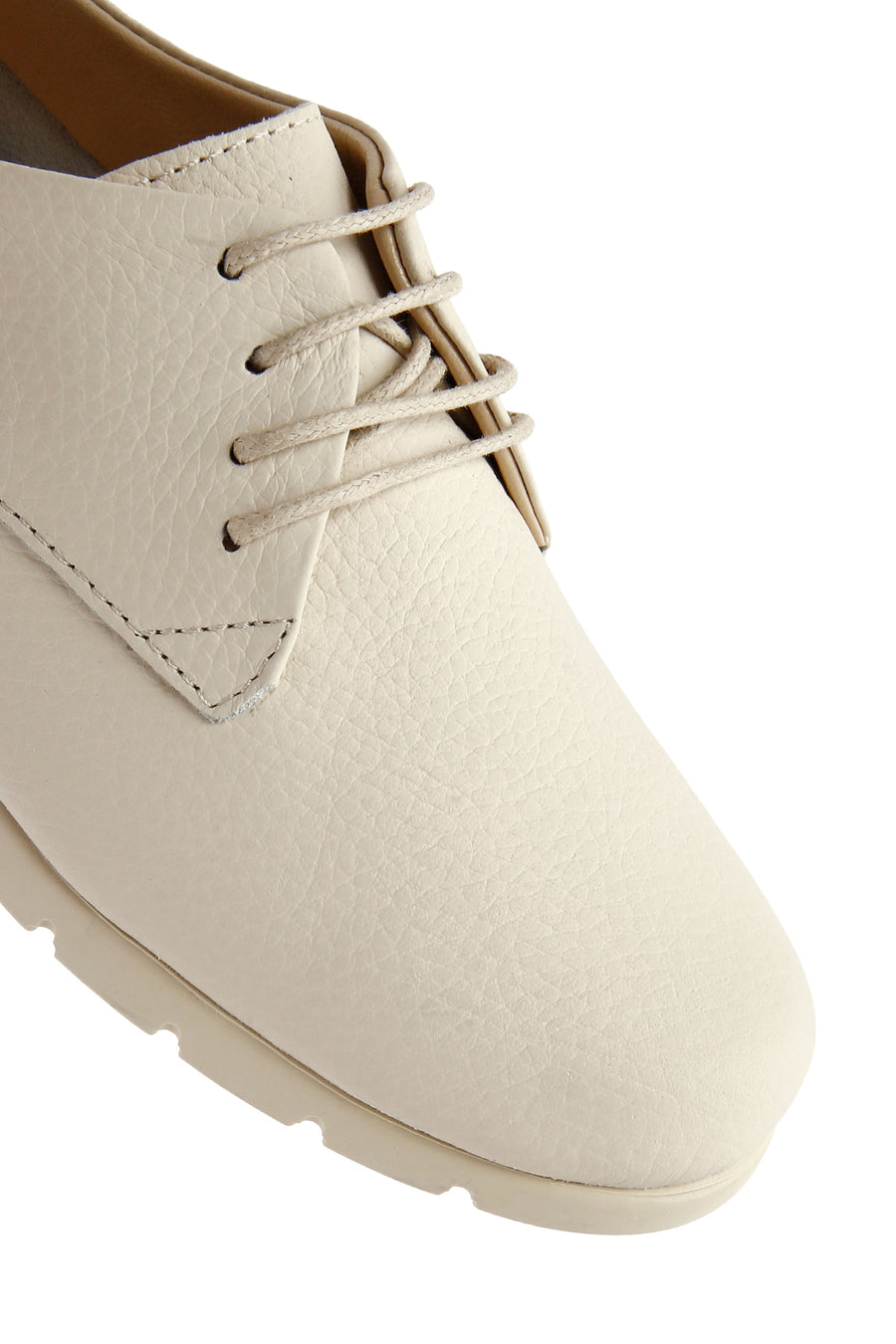 Women's Beige Lace-Up Leather Comfort Shoes