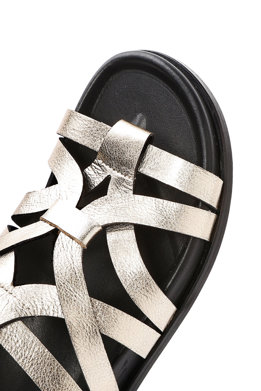Women's Gold Leather Metallic Slippers