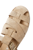 Women's Mink Buckled Suede Leather Sandals | Derimod