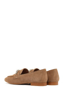 Women's Tan Buckled Suede Leather Loafer | Derimod