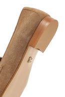 Women's Tan Buckled Suede Leather Loafer | Derimod