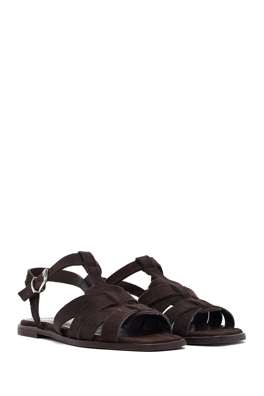 
Women's Brown Ankle Strap Suede Leather Sandal
