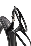 Women's Black Ankle Strap High Thin Heel Leather Sandals | Derimod