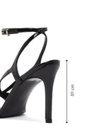 Women's Black Ankle Strap High Thin Heel Leather Sandals | Derimod