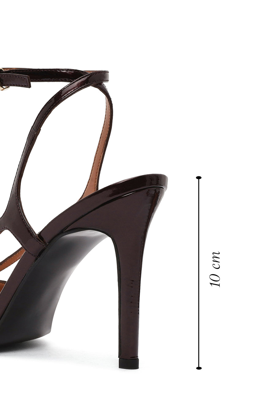 Women's Burgundy Ankle Strap High Thin Heel Leather Sandals