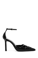 Women's Black Ankle Buckle Thin Heel Leather Shoes | Derimod