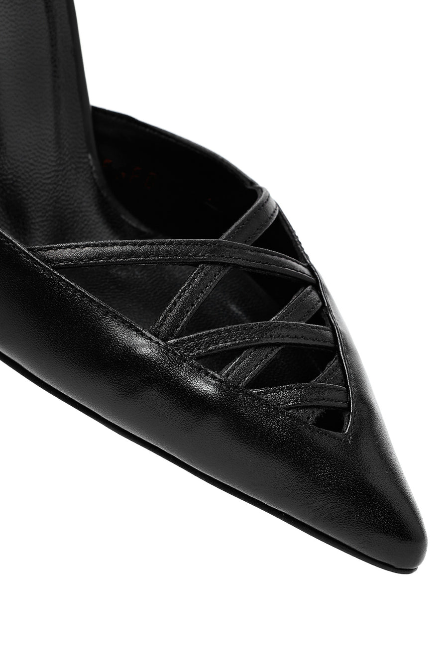 Women's Black Ankle Buckle Thin Heel Leather Shoes